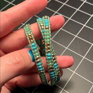 Stella and Dot Turquoise and Green Wrap Bracelet